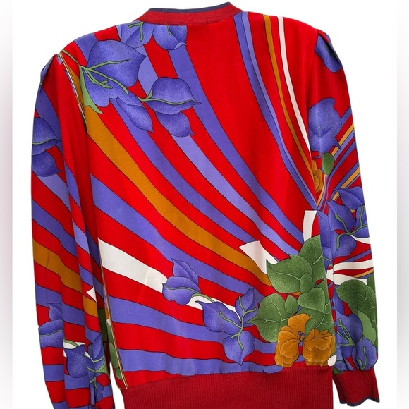 Vintage ladies Robert Janan red floral snap button jacket size Small - Picture 8 of 9